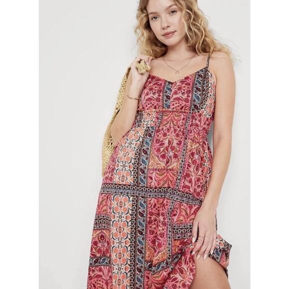 Old Navy Patchwork Floral Midi Dress - Picture 3 of 11